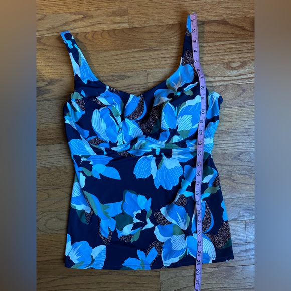 💙💙Athleta Bondi Bra Cup Hero Bloom Blue Square Neck Tankini Top Size 40 D/DD💙 - Picture 11 of 13
